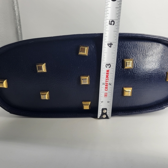 VTG RARE Salvatore Ferragamo Dark Blue Shoulder Bag E 213661 Made in Italy Snap - Picture 11 of 12